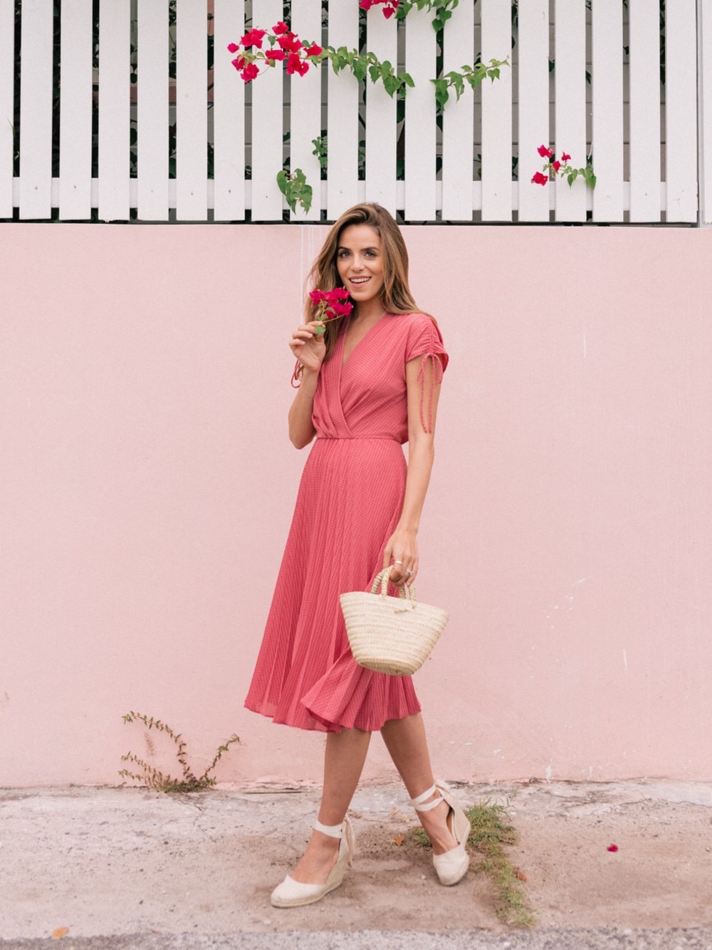 Gal Meets Glam Angelica Dress Dried Rose Pink Pleated Midi Size 4